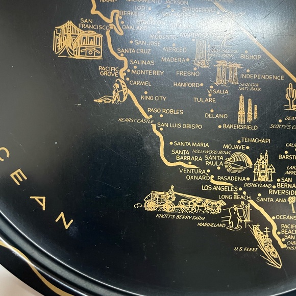 VTG State of California Round Metal Souvenir Serving Trays Platters wall hang - Picture 8 of 10